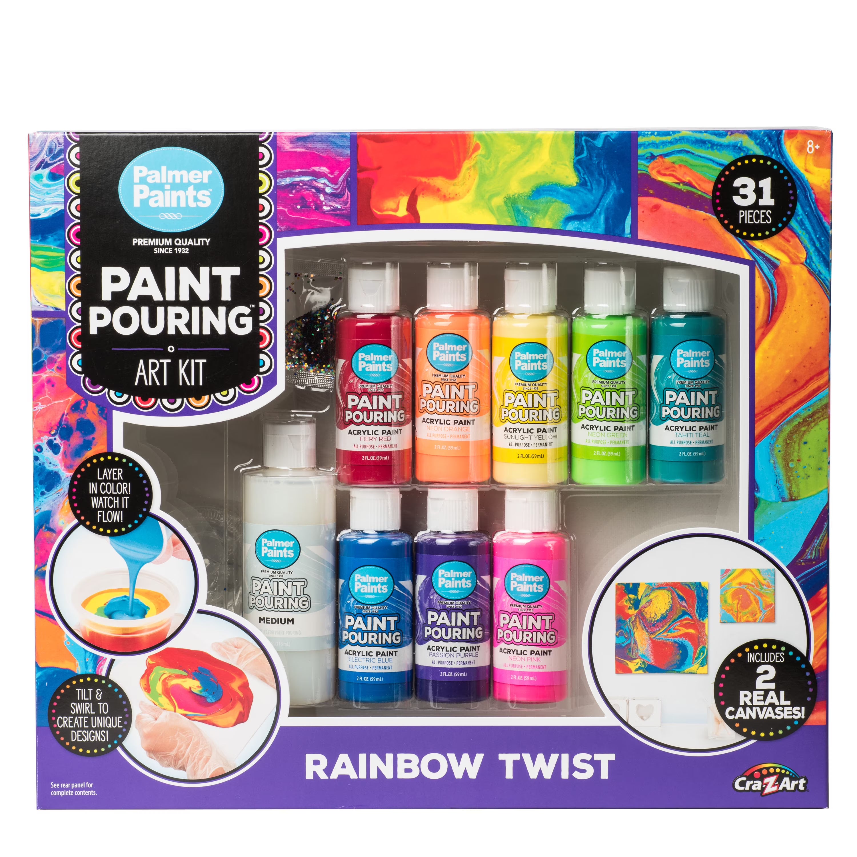 Rainbow Twist Acrylic Paint Pouring Art Activity Kit E12203