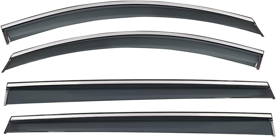 Tape on Rain Guard Vent Visor Window Wind Deflector with 304 Stainless Steel Trim K571441