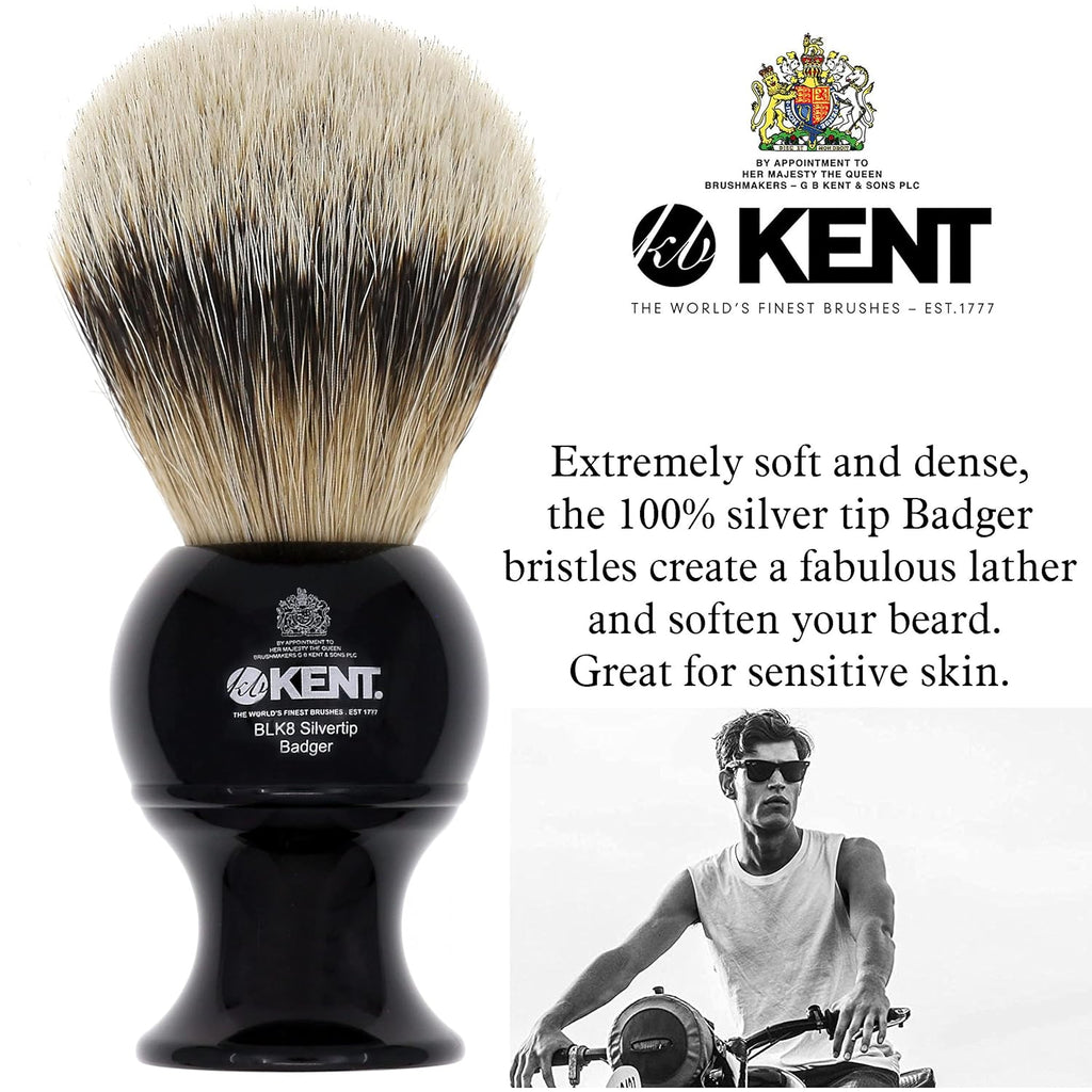 Shaving Brush with Silvertip Badger Bristles and Black Resin Handle F8944