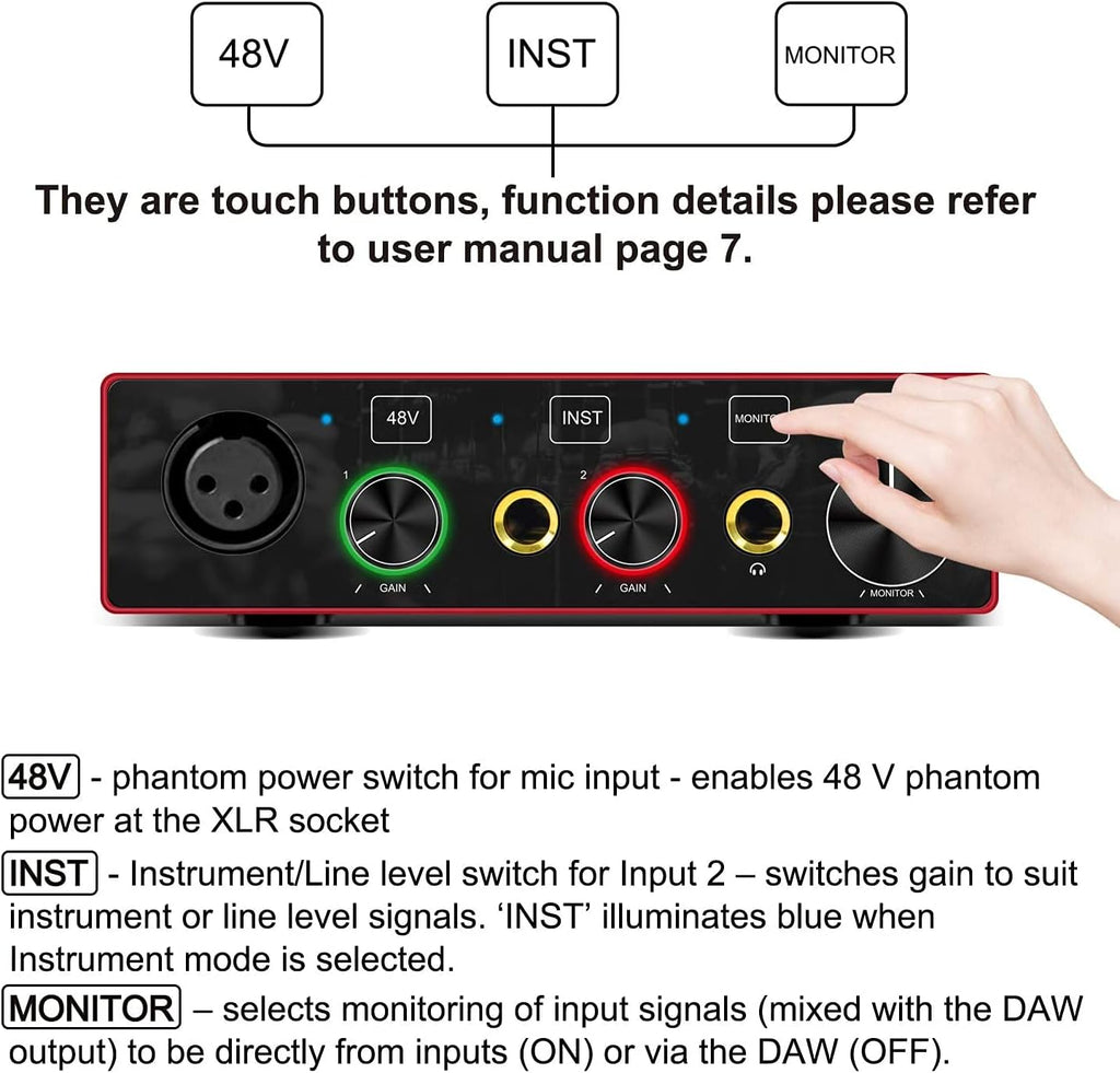 USB Audio Interface with Mic Preamplifier and 48V Phantom Power J7067