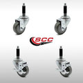 3 x 1.25 inch Stainless Steel Gray Polyurethane Wheels Caster Set of 4 O916