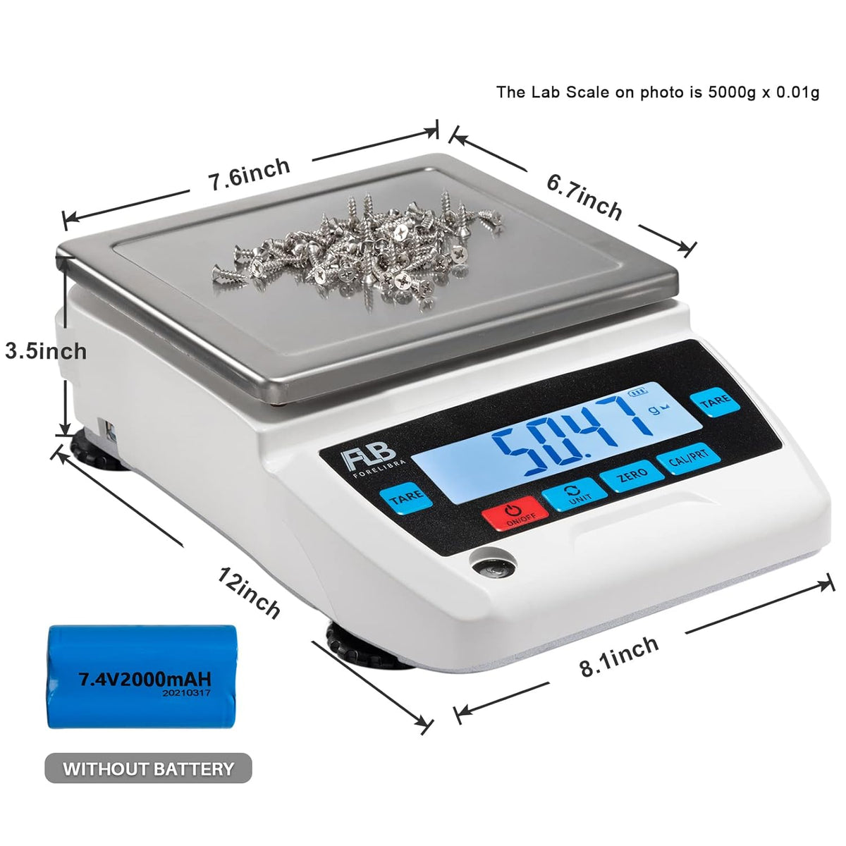 Lab Scale 5kg Precision Electronic Balance, 0.1g Readability E6310
