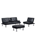Faux Leather Convertible Folding Bed with 2 Cup Holders and Metal Legs J82249