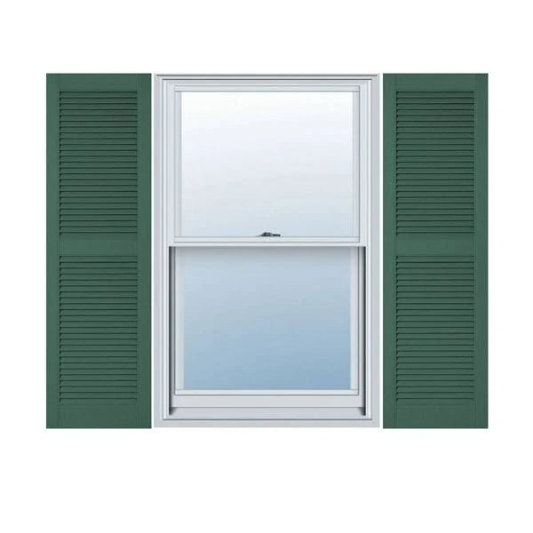 18 inchw x 66 inchh Vinyl Open Louver Shutters with Shutter-Loks, Forest J1734