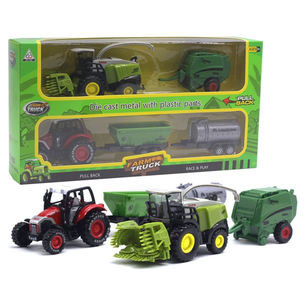 2Pcs 1/42 Diecast Tractor Harvester Farm Vehicle Car Model Toy D21105