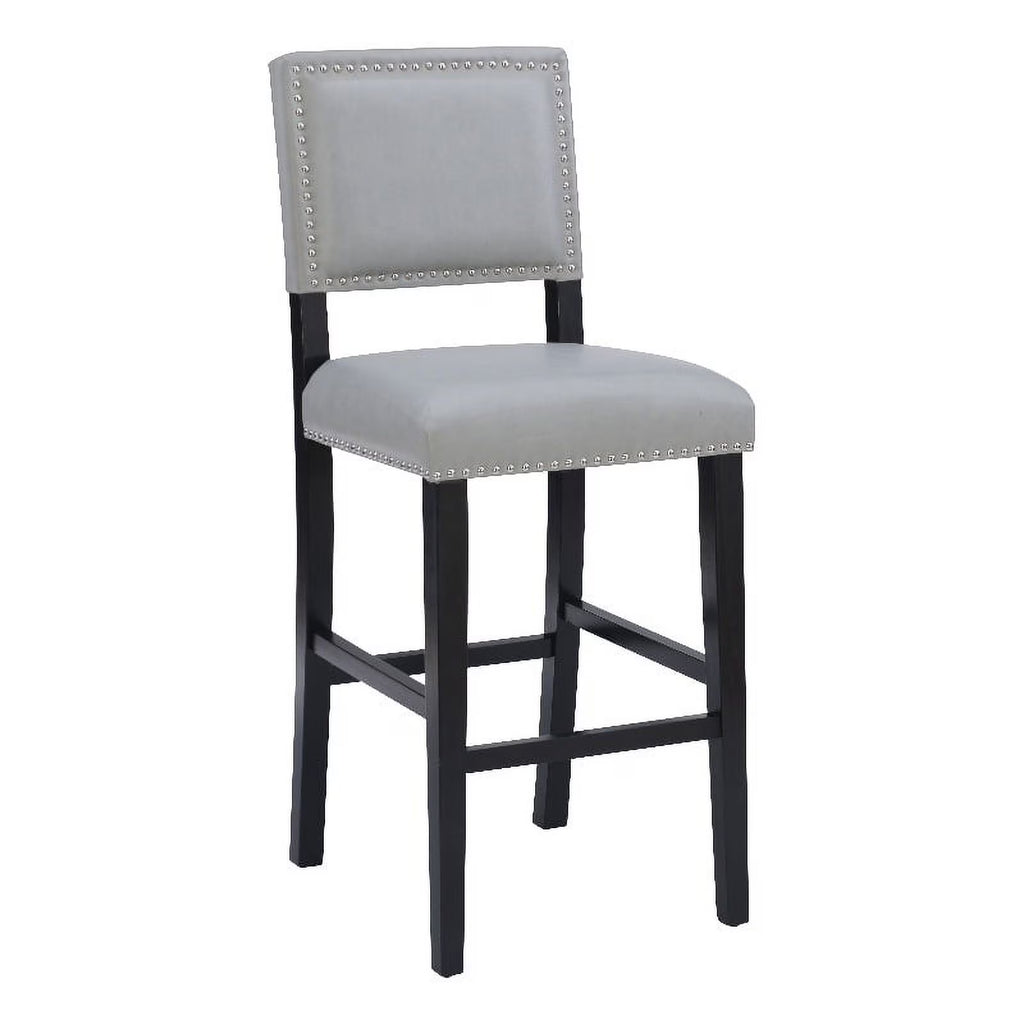 30" Faux Leather & Wood Bar Stool in Dove Gray/Black P31552
