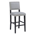 30" Faux Leather & Wood Bar Stool in Dove Gray/Black P31552