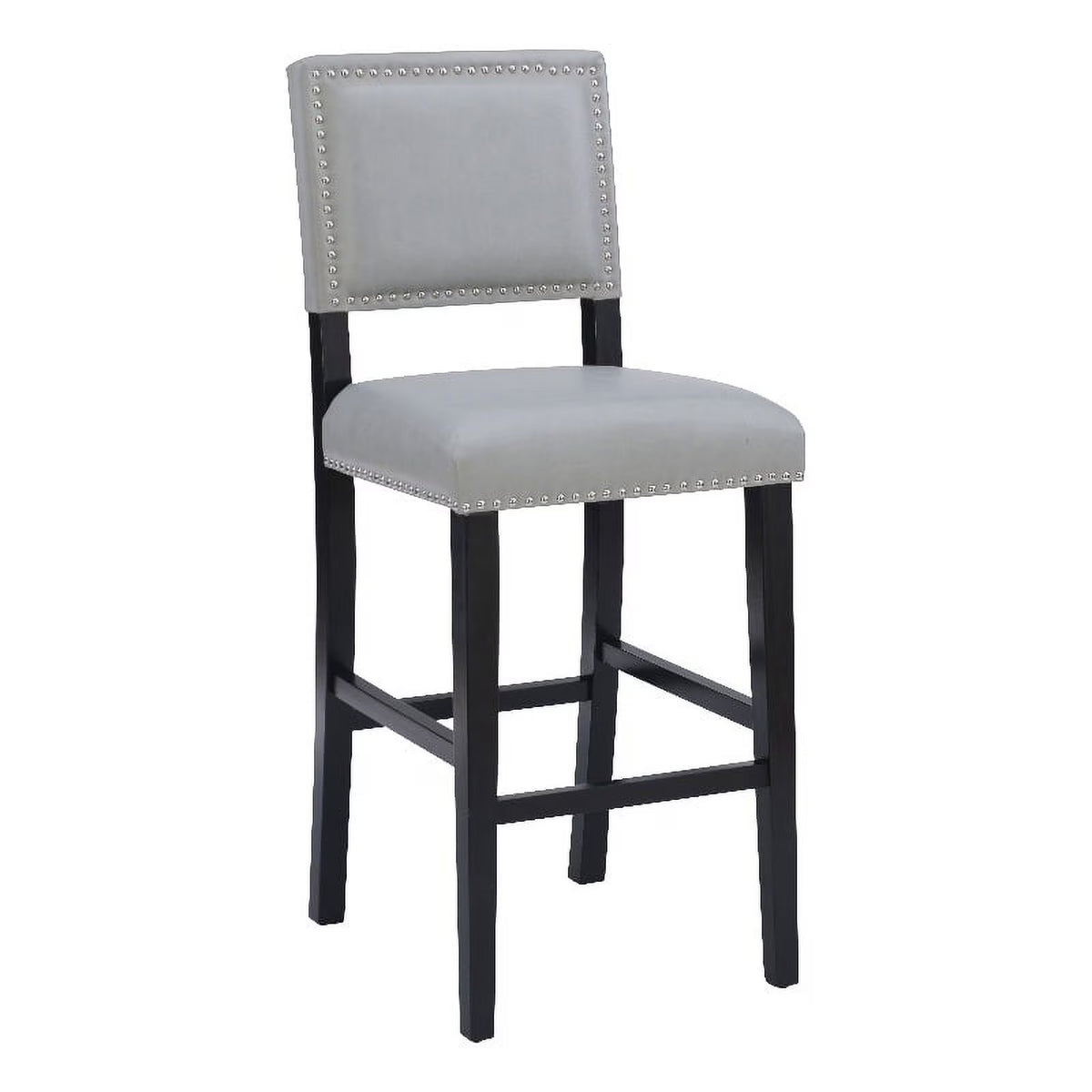 30" Faux Leather & Wood Bar Stool in Dove Gray/Black P31552