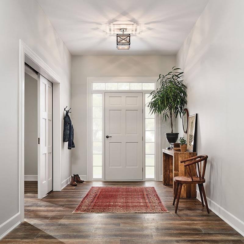Anvil Iron Distressed Antique Grey Farmhouse Semi-Flush Mount Light S477
