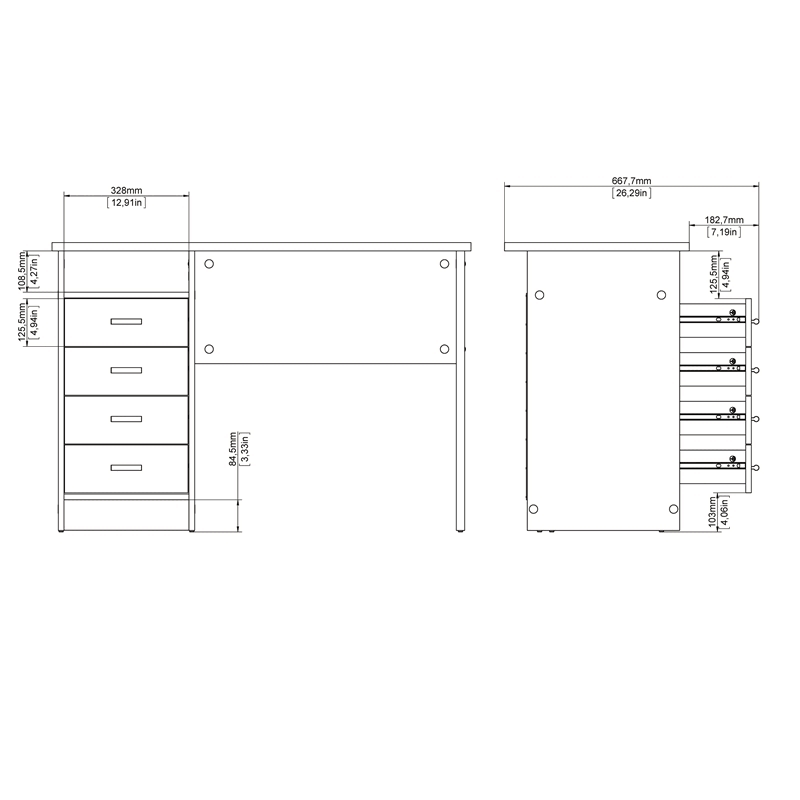 White Wooden Writing Desk Set V242034