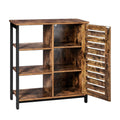 Rustic Brown Wooden Storage Cabinet with Shutter Door and 3 Compartments O1238
