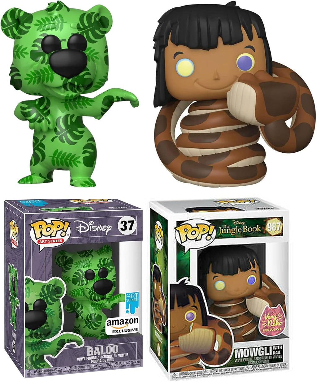 Bear Artist Figure with Jungle Book Baloo Plastic Protective Case + Mowgli with Kaa Pop! 2 Items D901