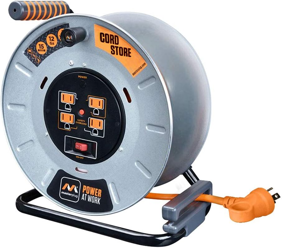 75 Feet 12AWG Power Outlet Cord Reel with USB Charging Ports Y5223