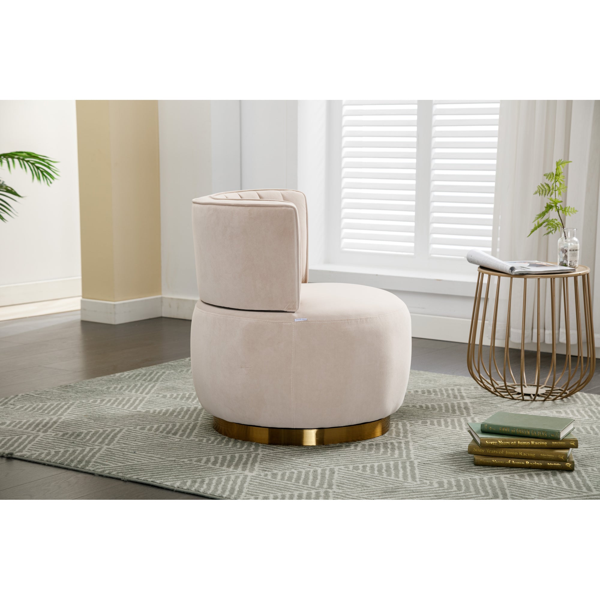 Velvet Swivel Barrel Accent Sofa Chair N6583