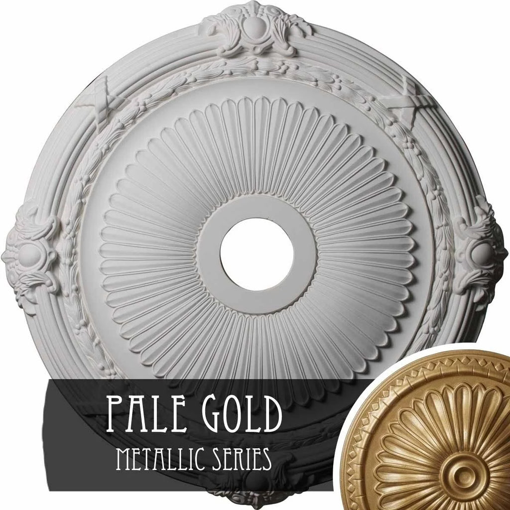 27 1/2x22OD x 3 7/8x22ID x 2 1/4x22P Pale Gold Ceiling Medallion W808