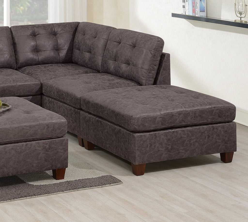 Tufted Armless Chair Dark Brown Leatherette 1pc Cushion Sofa Wooden Legs A76071