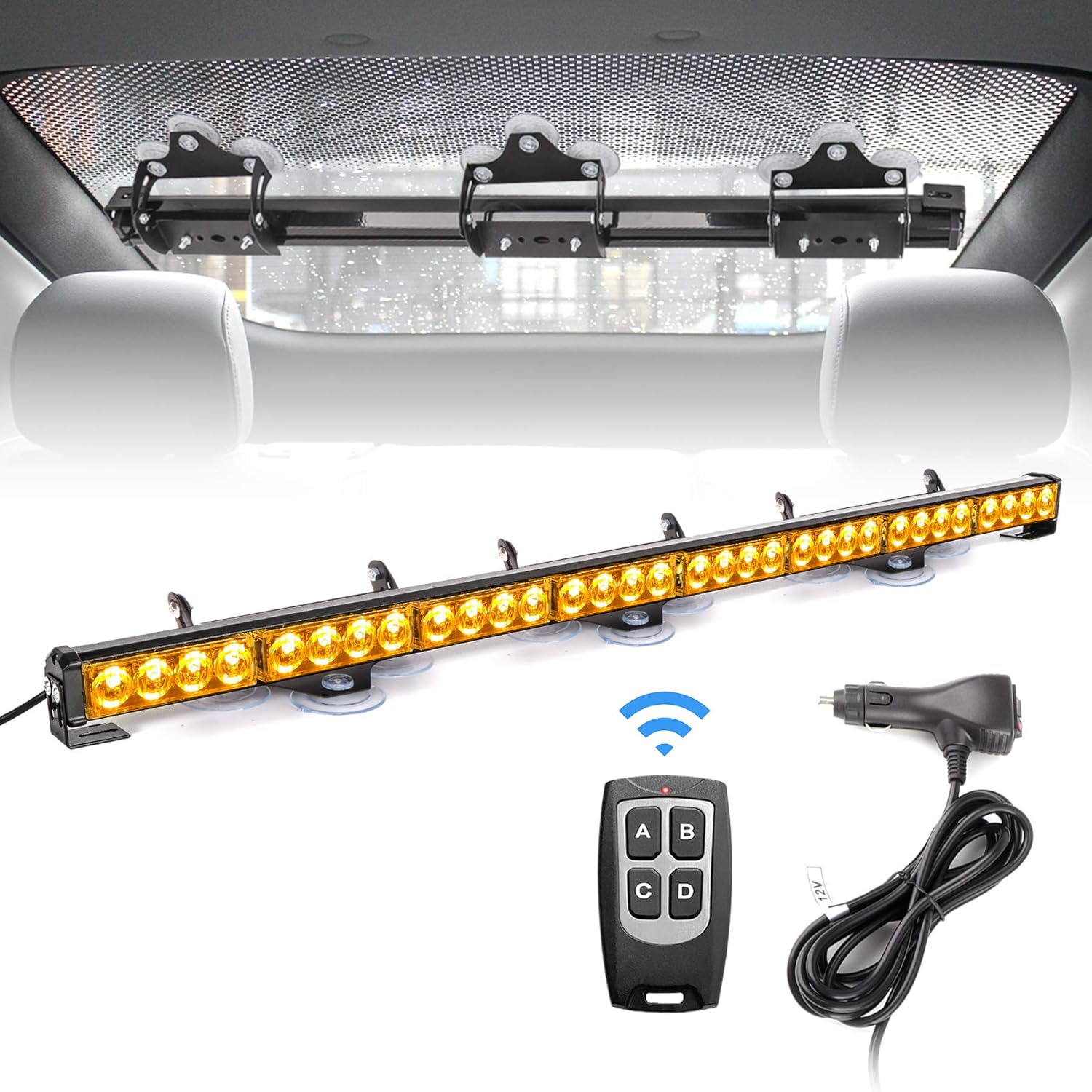 Amber White 35.5 inch 8 Panels Strobe Light Bar Pack of 2 C6517