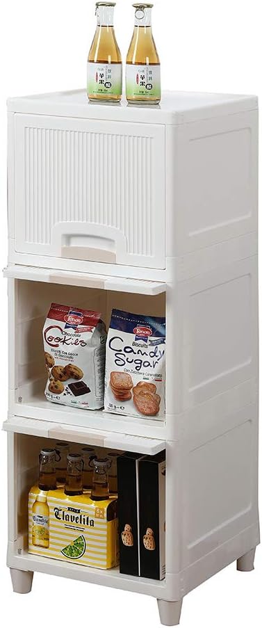 3-Tire Storage Cabinet with 2 Drawers, Pack of 2 J582794