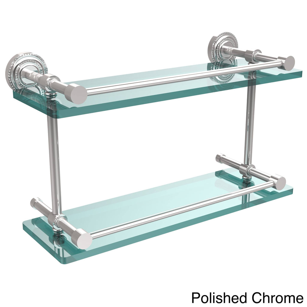 Double Glass Shelf with Gallery Rail - Satin Chrome - 16 inch X774749