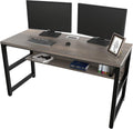 47 Espresso Gray Computer Desk with Bookshelf X858848