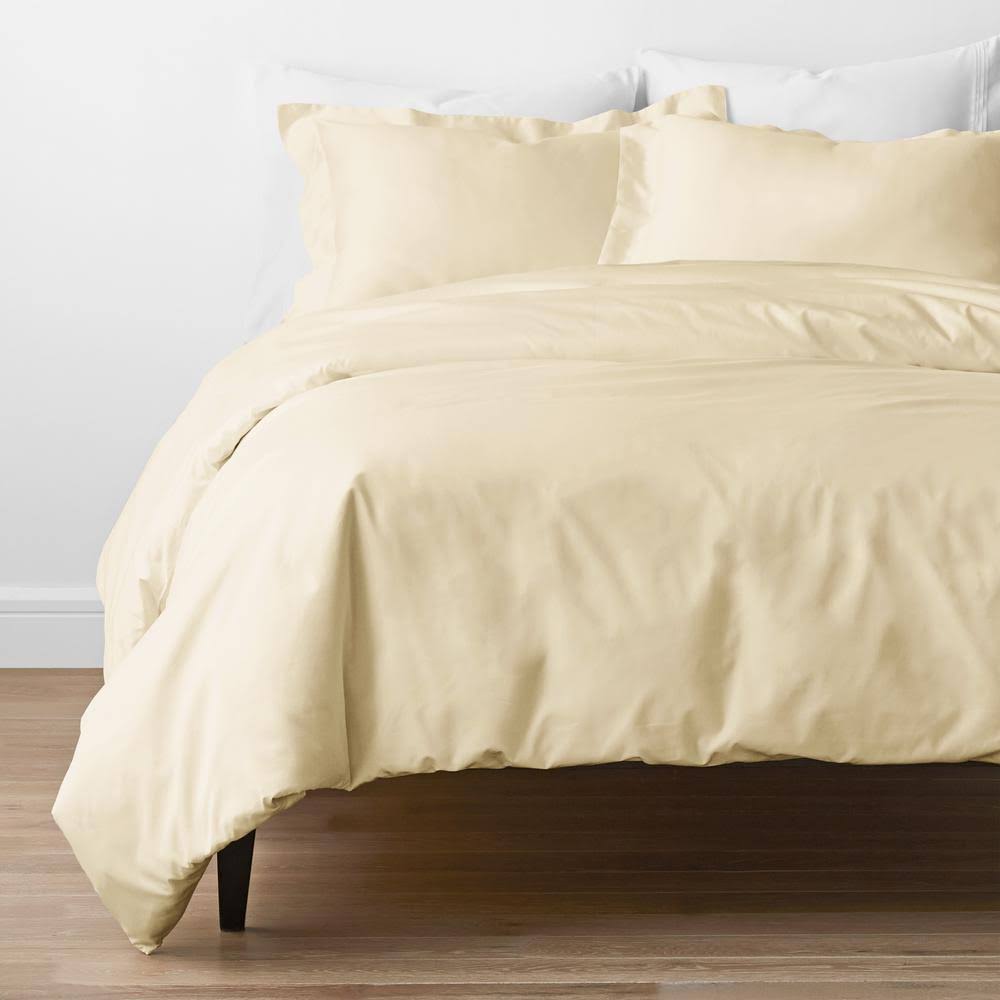 Pale Yellow Solid Twin Egyptian Cotton Sateen Duvet Cover O76827