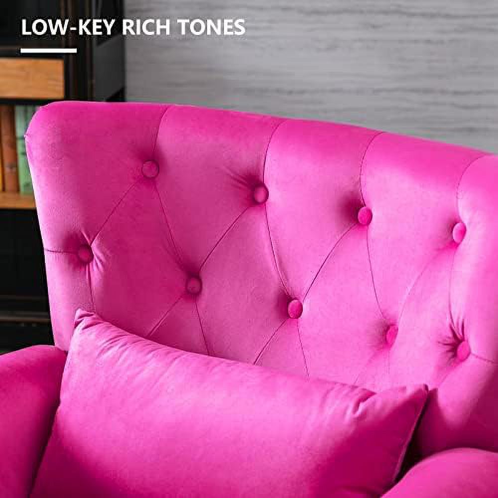 Velvet Accent Arm Chair with Tufted Back and Lumbar Pillow O624