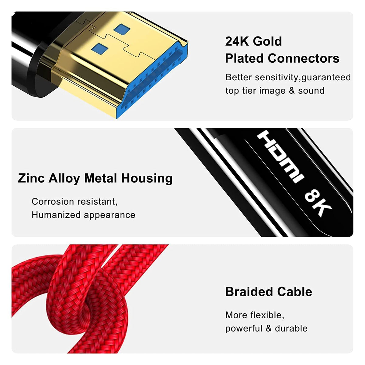 8K HDMI 2.1 Fiber Optic Cable, 100FT, Pack of 2 P653