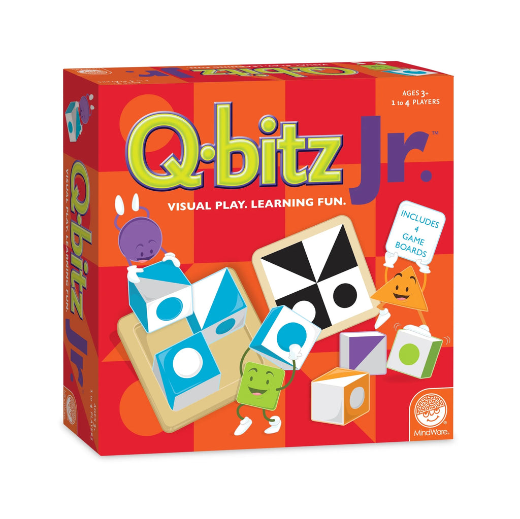 Q-bitz Jr. Game - 60 Pattern Cards, 4 Wooden Cube & Tray Sets R1946