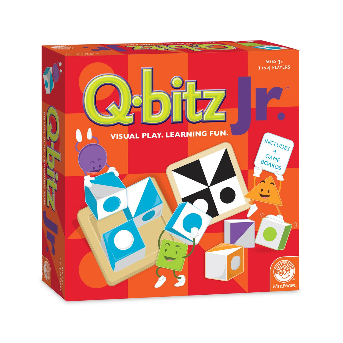 Q-bitz Jr. Game - 60 Pattern Cards, 4 Wooden Cube & Tray Sets R1946