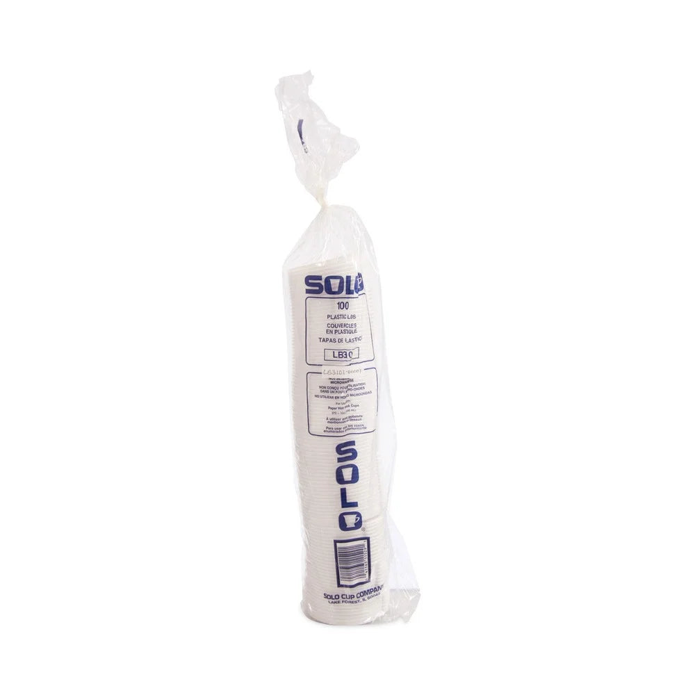 White Lift Back and Lock Tab Lids for 10 oz. Cups (100/Sleeve, 10 Sleeves/Carton) E8619
