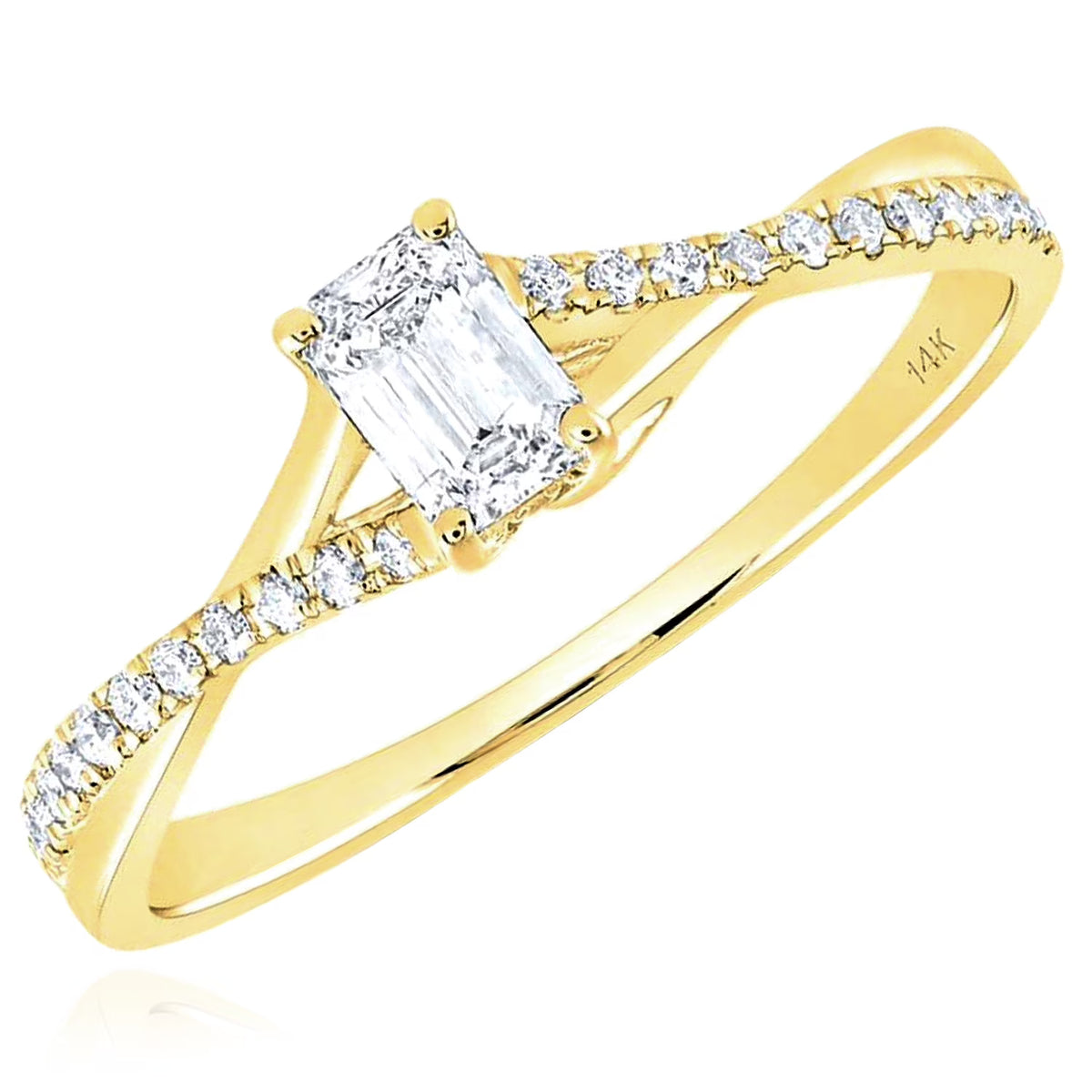 14K Yellow Gold Emerald-Cut Solitaire Engagement Ring C3626