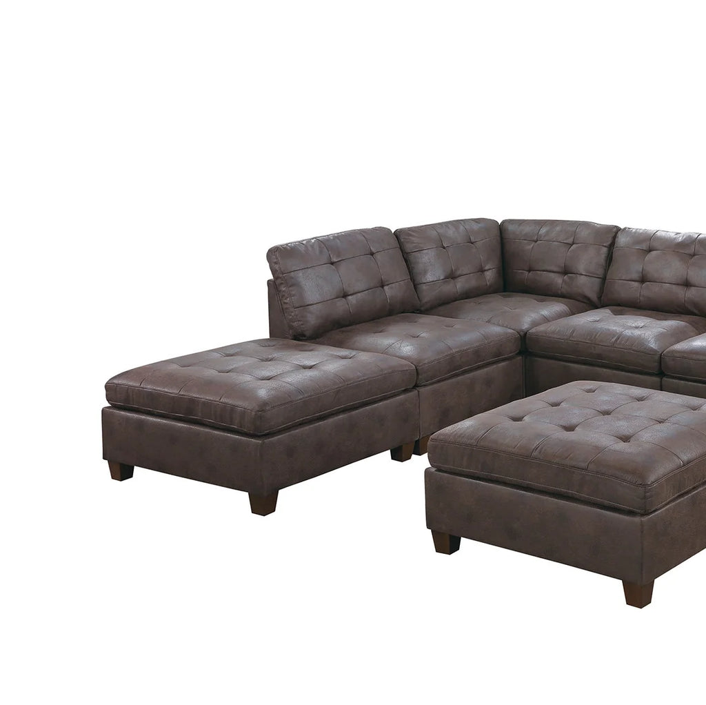Tufted Armless Chair Dark Brown Leatherette 1pc Cushion Sofa Wooden Legs A76071