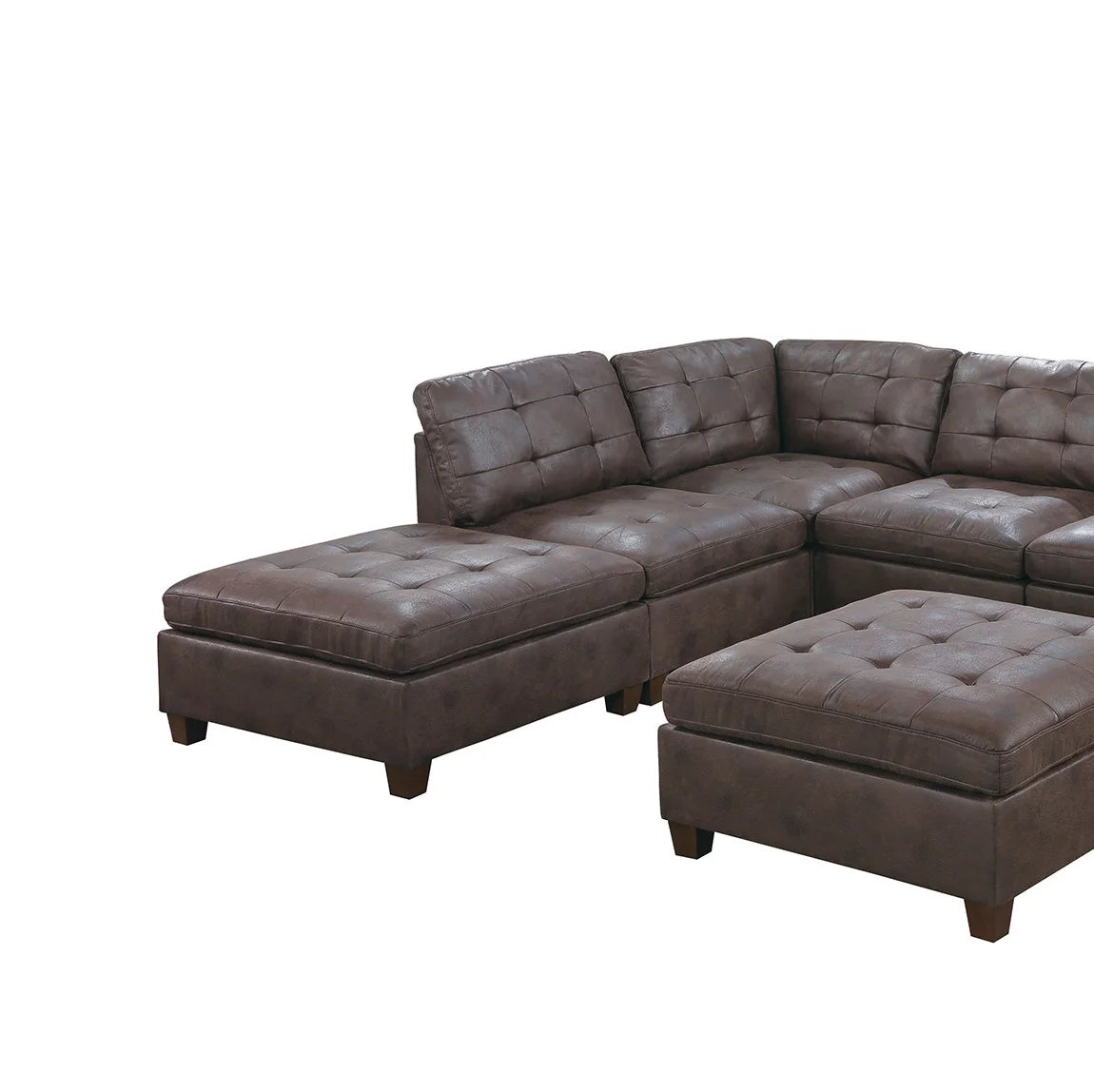 Tufted Armless Chair Dark Brown Leatherette 1pc Cushion Sofa Wooden Legs A76071