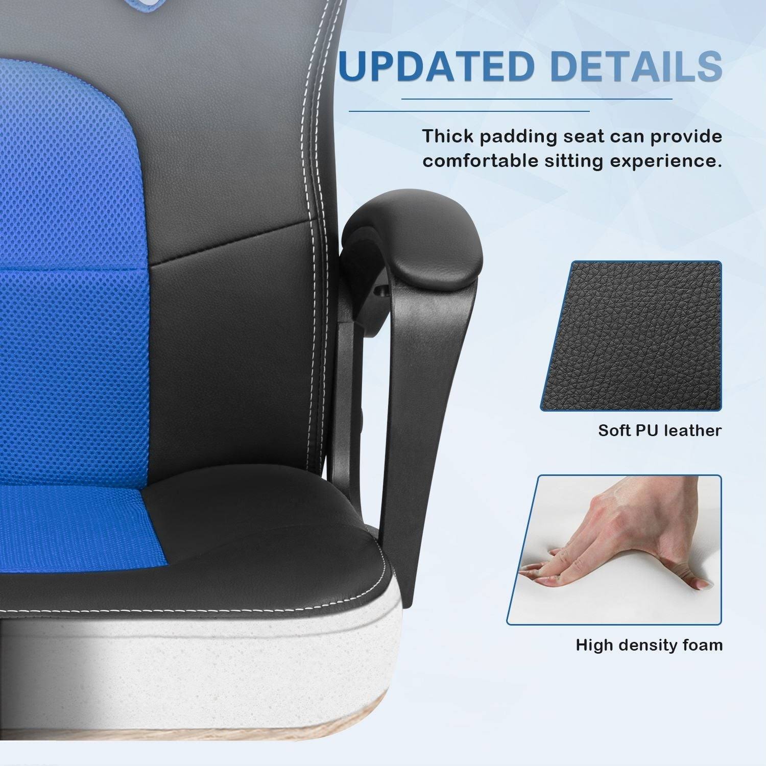 Black Leather High Back Ergonomic Swivel Gaming Chair O2876