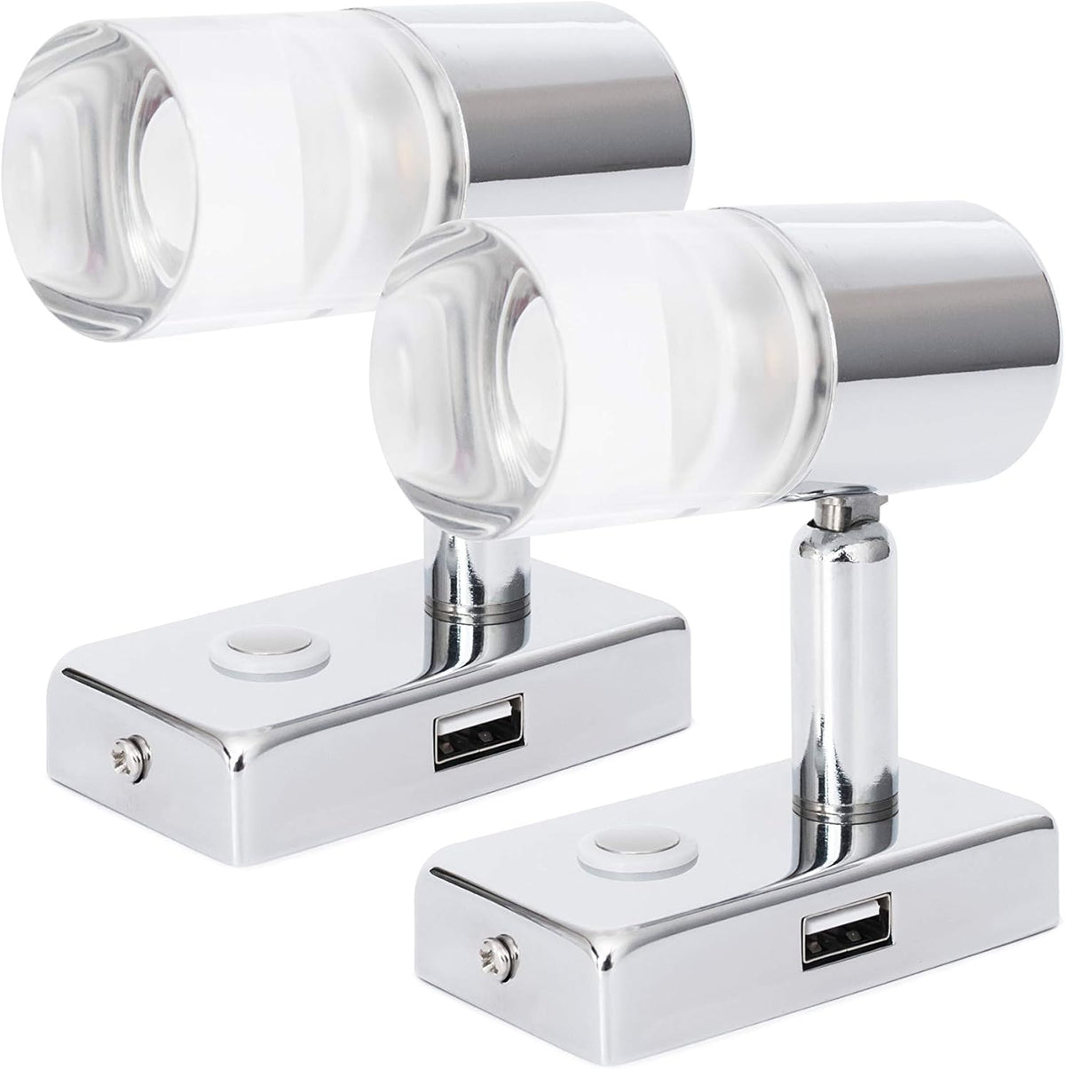 12V LED RV Interior Reading Light with USB Port, Touch Switch Dimmable Warm, Two Pack G4971