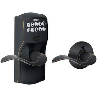 Aged Bronze Keypad Entry with Auto-Lock and Accent Levers H823242