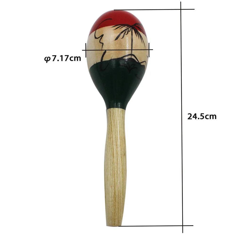 Pair of Wooden Large Maracas Percussion Instrument Musical Toy W462