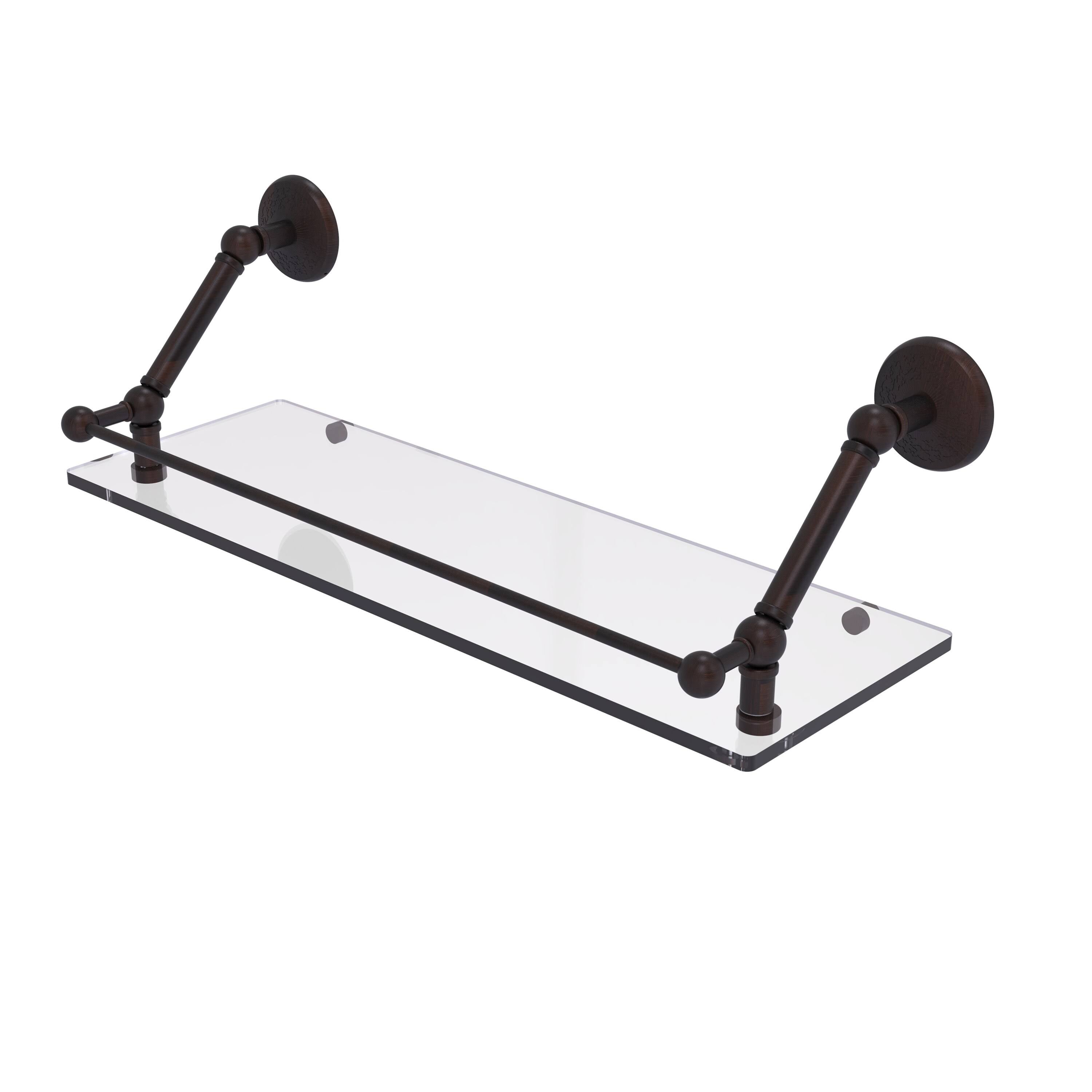 30 in. Floating Glass Shelf with Gallery Rail Matte White F9578