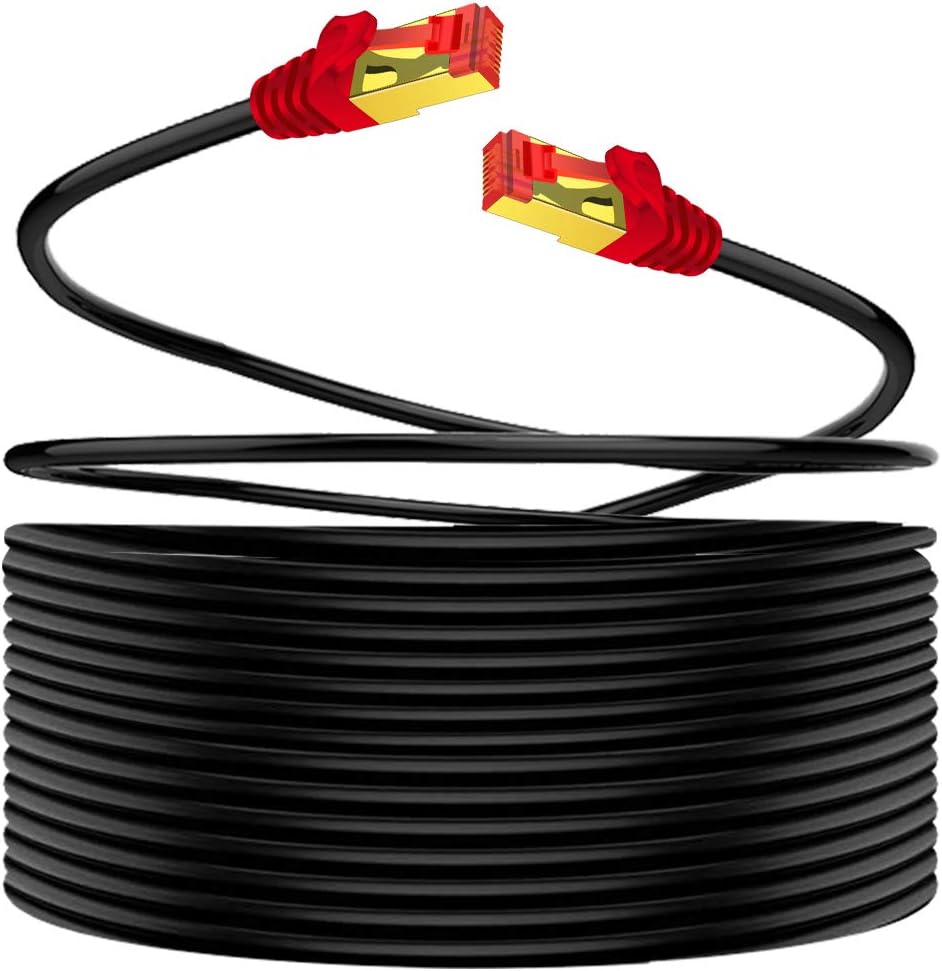 Outdoor Cat7 Ethernet Cable 250 ft 26AWG Heavy-Duty STP Waterproof Direct Burial C233
