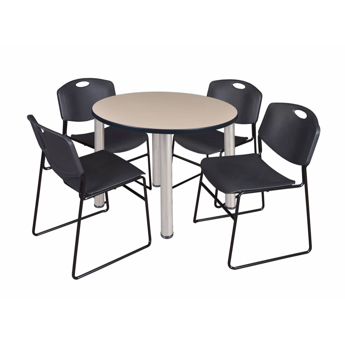 36x22 Round Breakroom Table with 4 Stack Chairs P87037