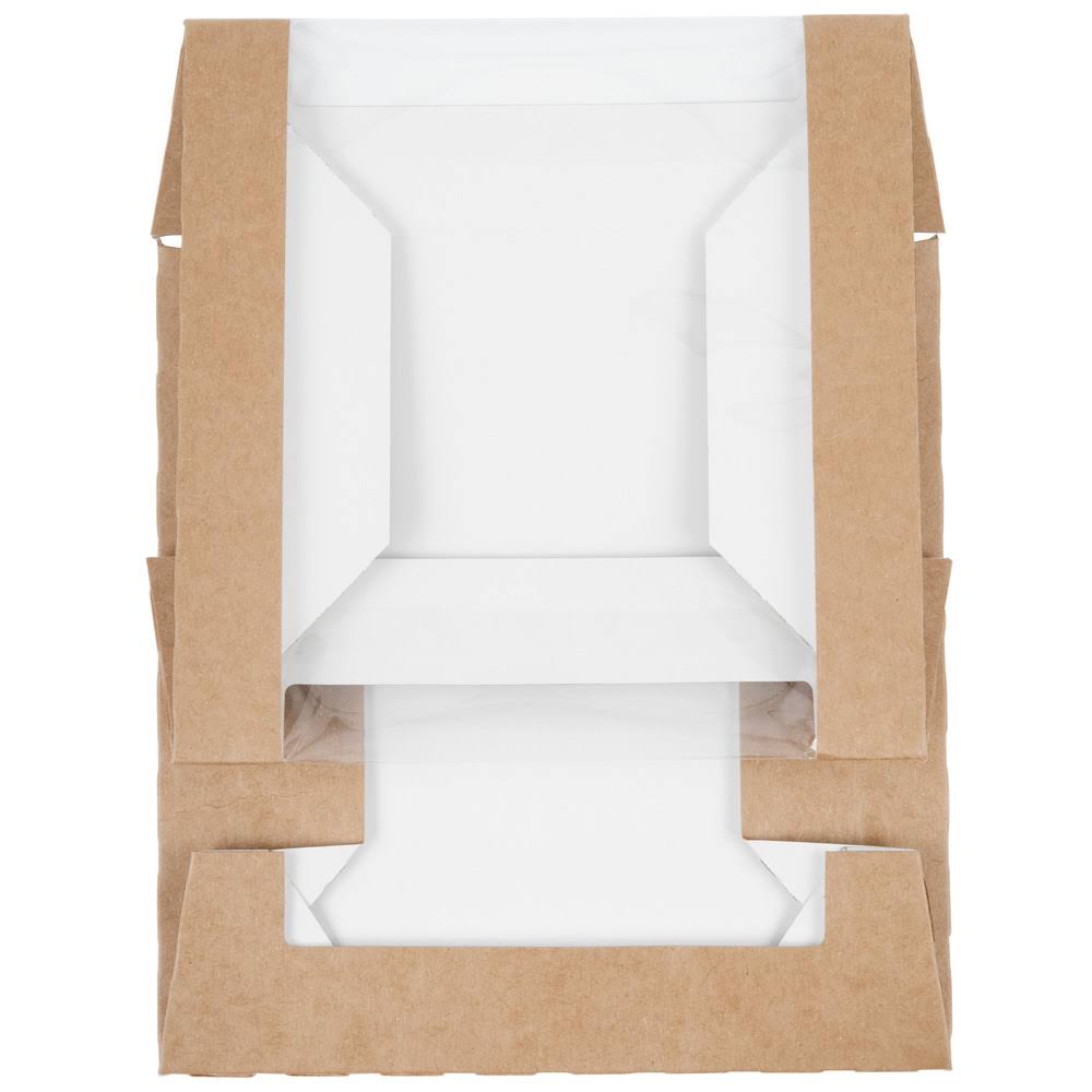 Kraft Auto-Popup Window Bakery Box with Grease-Resistant Interior - 100/Case S37357