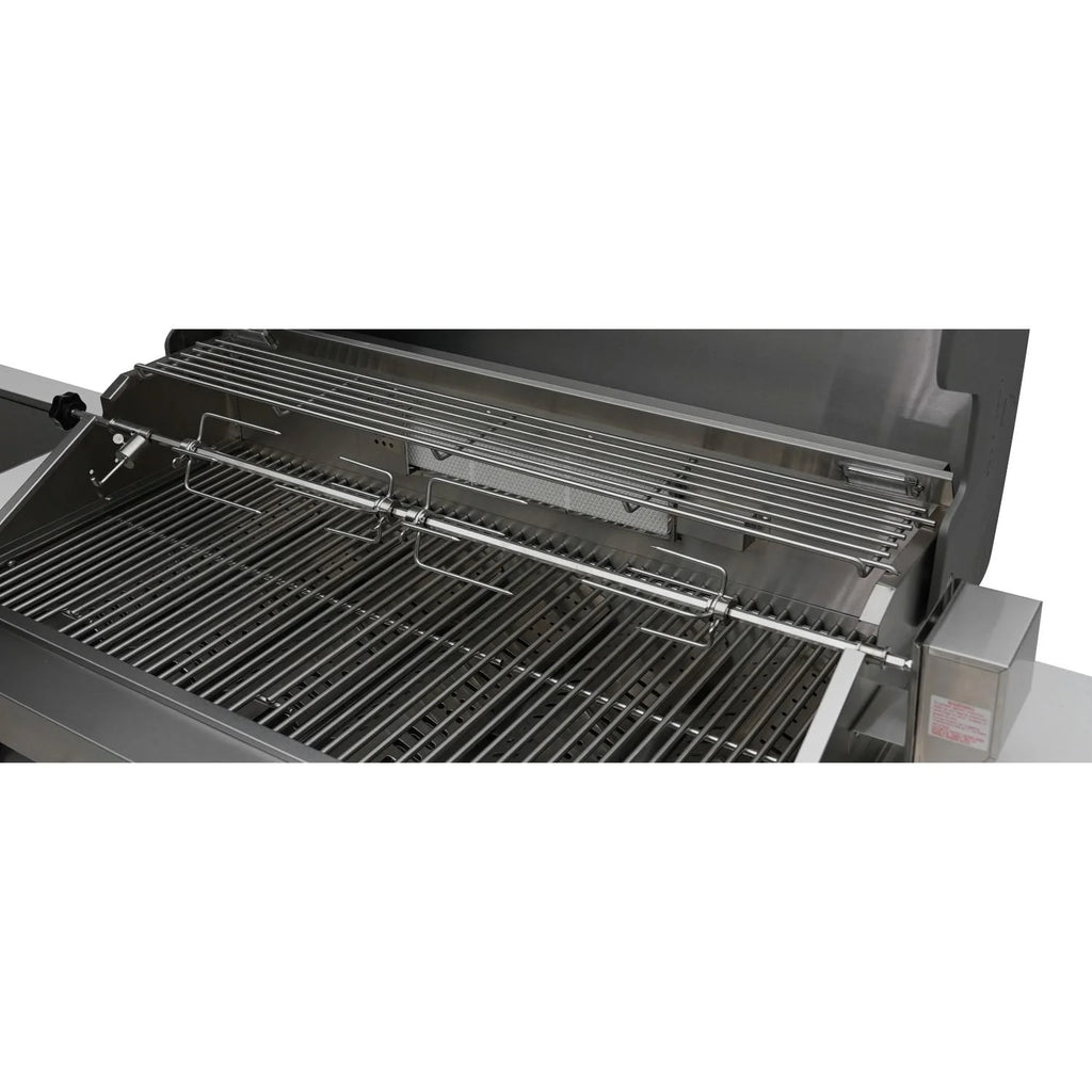 Black Stainless Steel Propane Gas Island Grill with Infrared Side Burner and Rotisserie Kit W97225