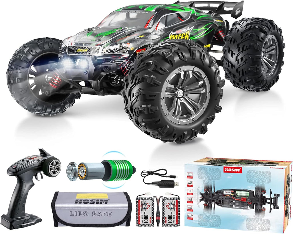 Green Brushless 4WD RC Monster Truck, 1:16 Scale, Pack of 2 Q6709