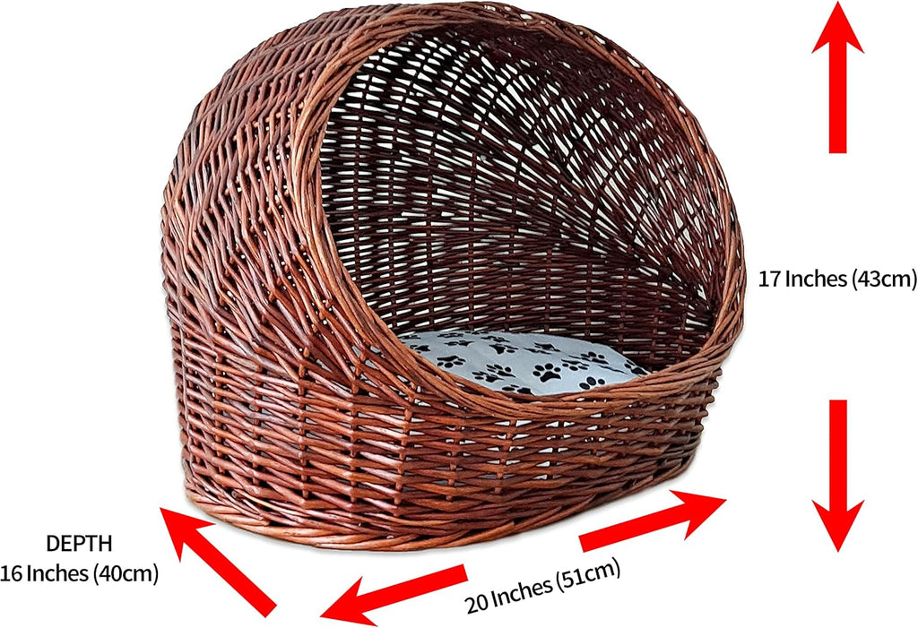 Willow Basket Cat House with Cushion S81698