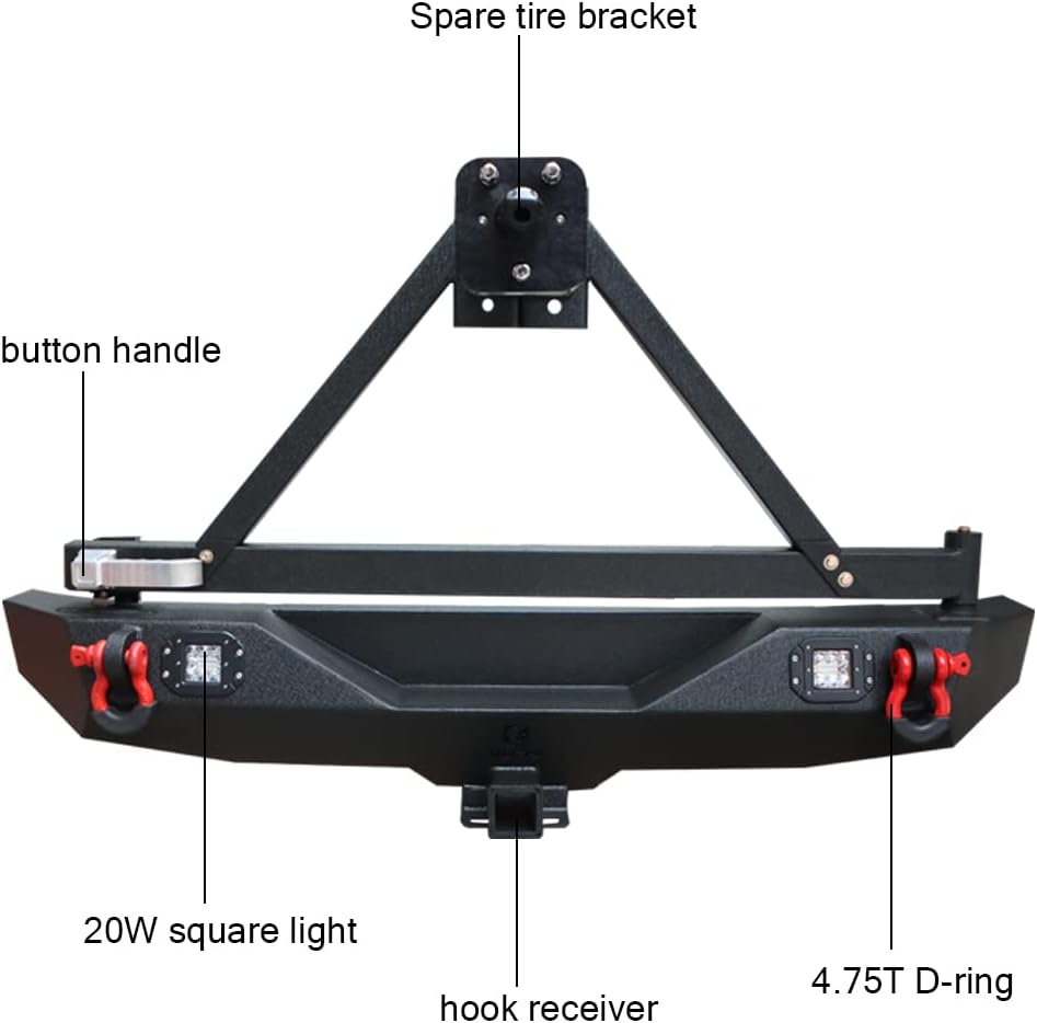 Front and Rear Bumper with LED Lights and Tire Carrier and Winch Plate U86928