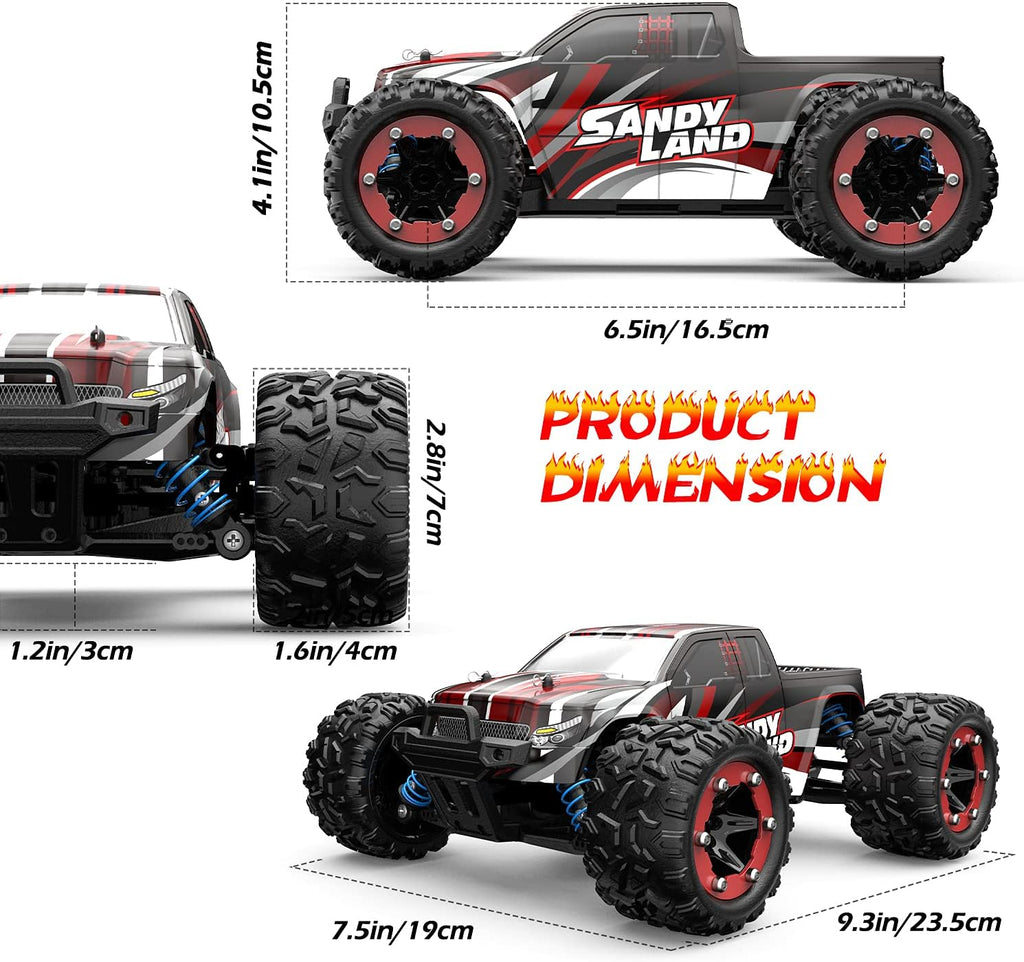 Remote Control Car 1:18 Scale 4WD Off Road Monster Trucks 2.4GHz 2 Rechargeable Battery Pack of 2 I8306