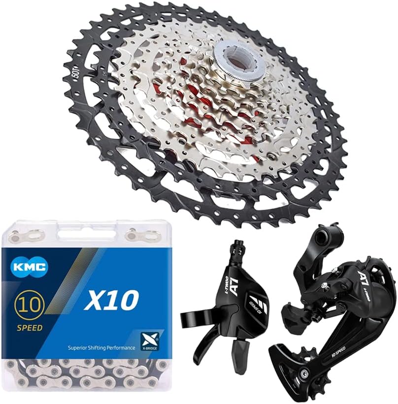 10 Speed MTB Groupset with KMC X10 Chain 11-50t Cassette and Rear Derailleur X617030