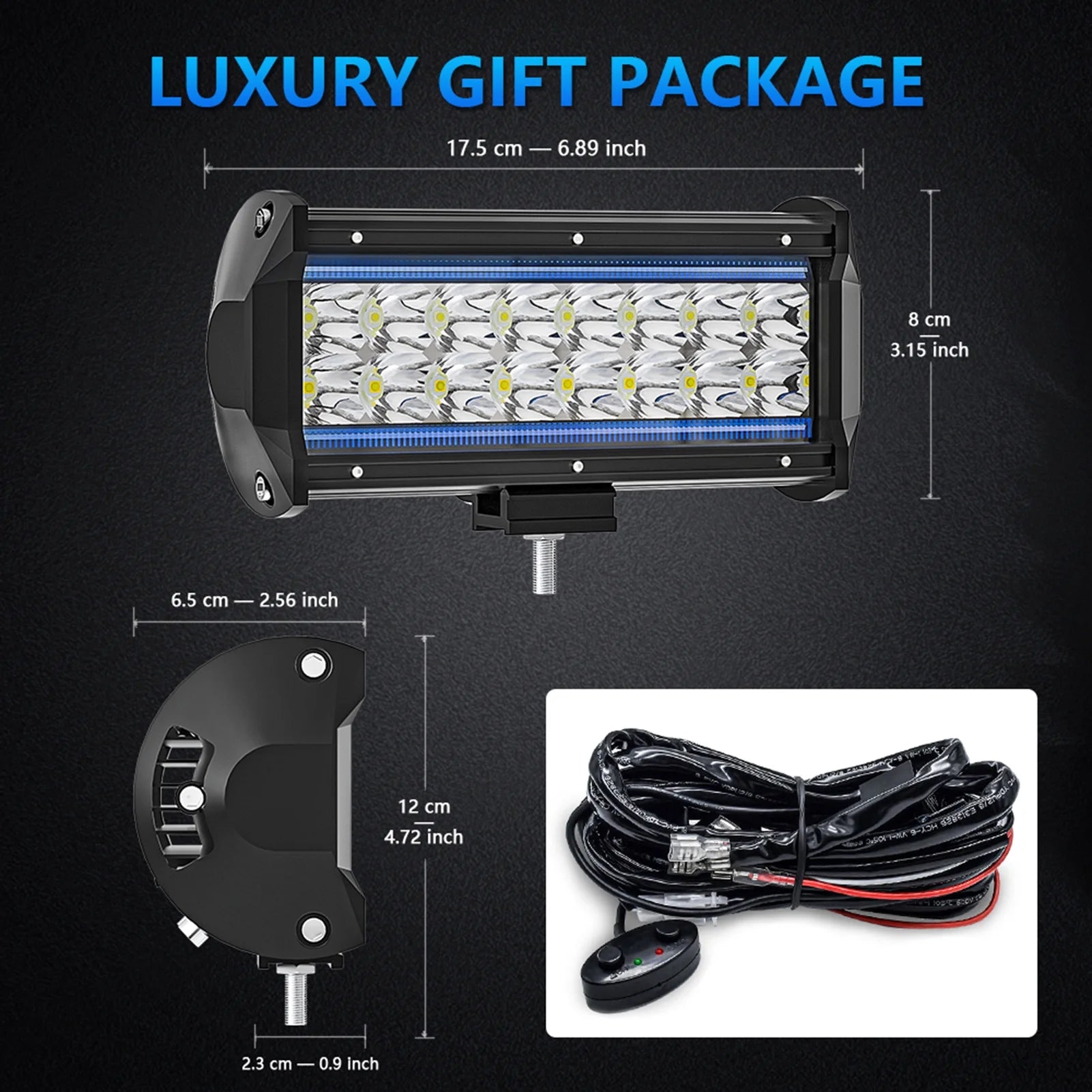 7 inch LED Work Light Bar Pod, Dual Color, Spot Flood Combo M191