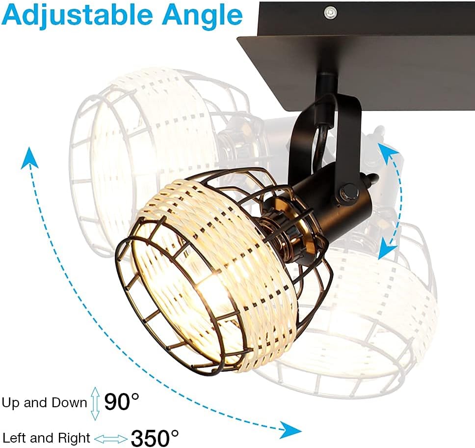 3-Light Rattan LED Track Ceiling Light G78384