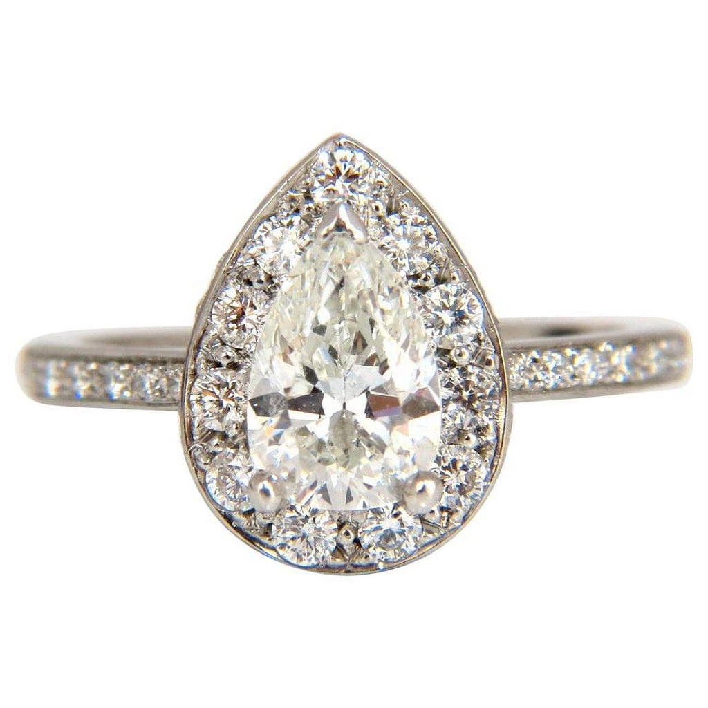 1.15ct Pear Shape Diamond Ring with 1.00ct Round Accents Platinum R3965